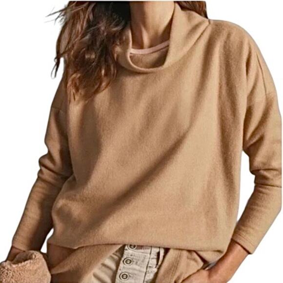 Anthropologie Theresa Light Brown Mock Neck Tunic Top sweater neutral xs - Picture 1 of 10